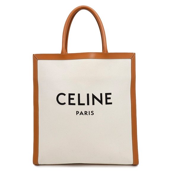CELINE Cream and Tan Shopping Tote Bag - Picture 1 of 16